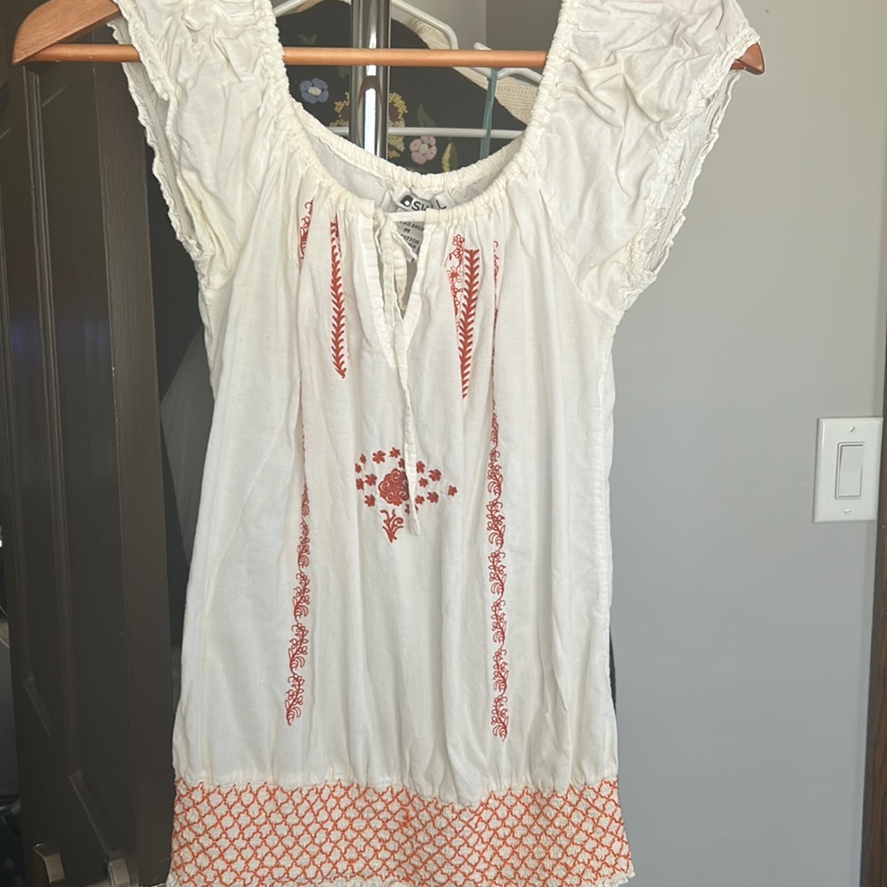 SWELL embroidered shirt with orange embroidery